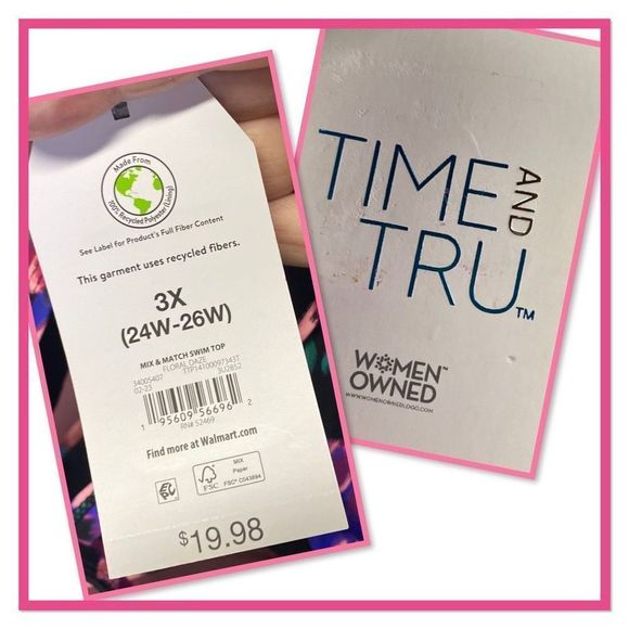 Time & Tru Size 3X Wide Strap V Wire Bikini Top - Picture 12 of 13